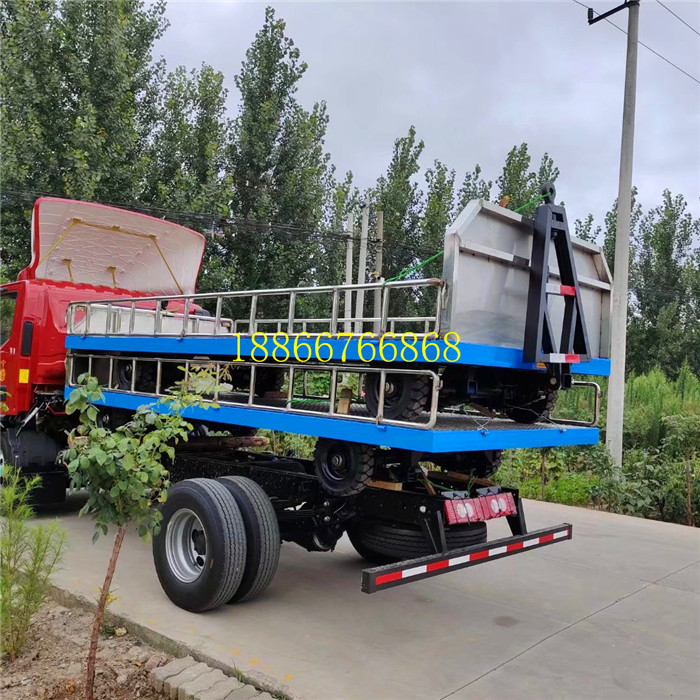 4吨拉杆转向不锈钢围栏拖车